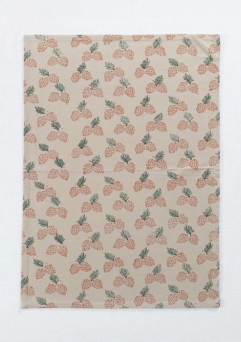 3Pcs Beige And Brown Printed Cotton Kitchen Towels