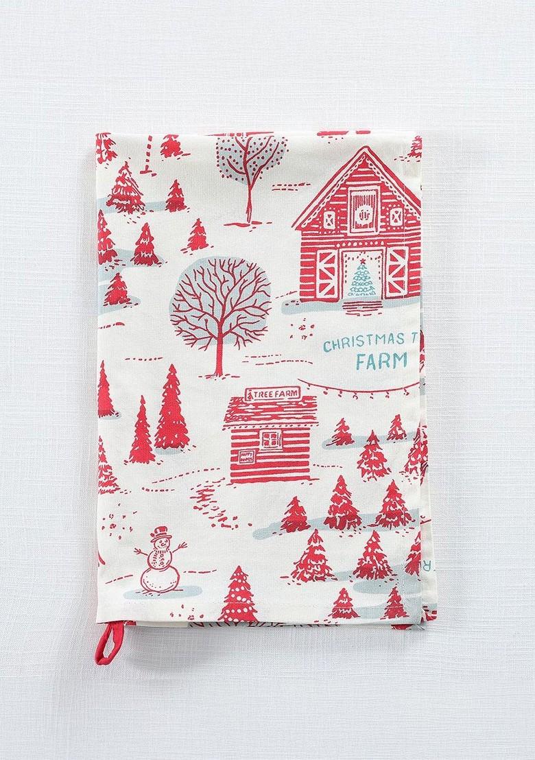 3Pcs White And Red Printed Cotton Kitchen Towels