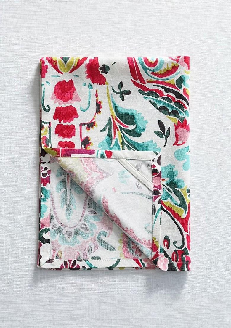 3Pcs White And Pink Printed Cotton Kitchen Towels