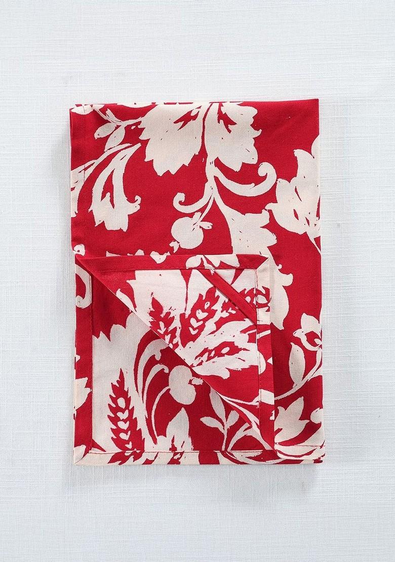 3Pcs White And Red Printed Cotton Kitchen Towels