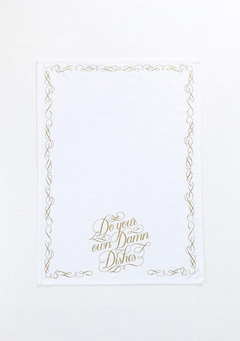 3Pcs White And Brown Printed Cotton Kitchen Towels