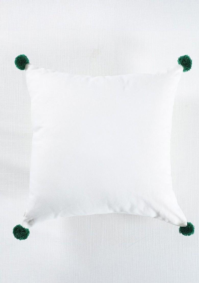 White And Red Embroidered Square Cushion Covers