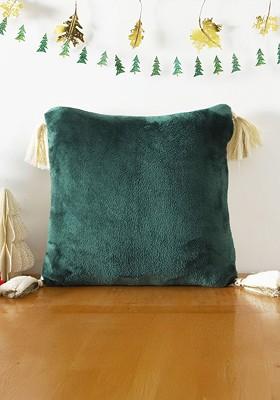 Green And White Embroidered Square Cushion Covers