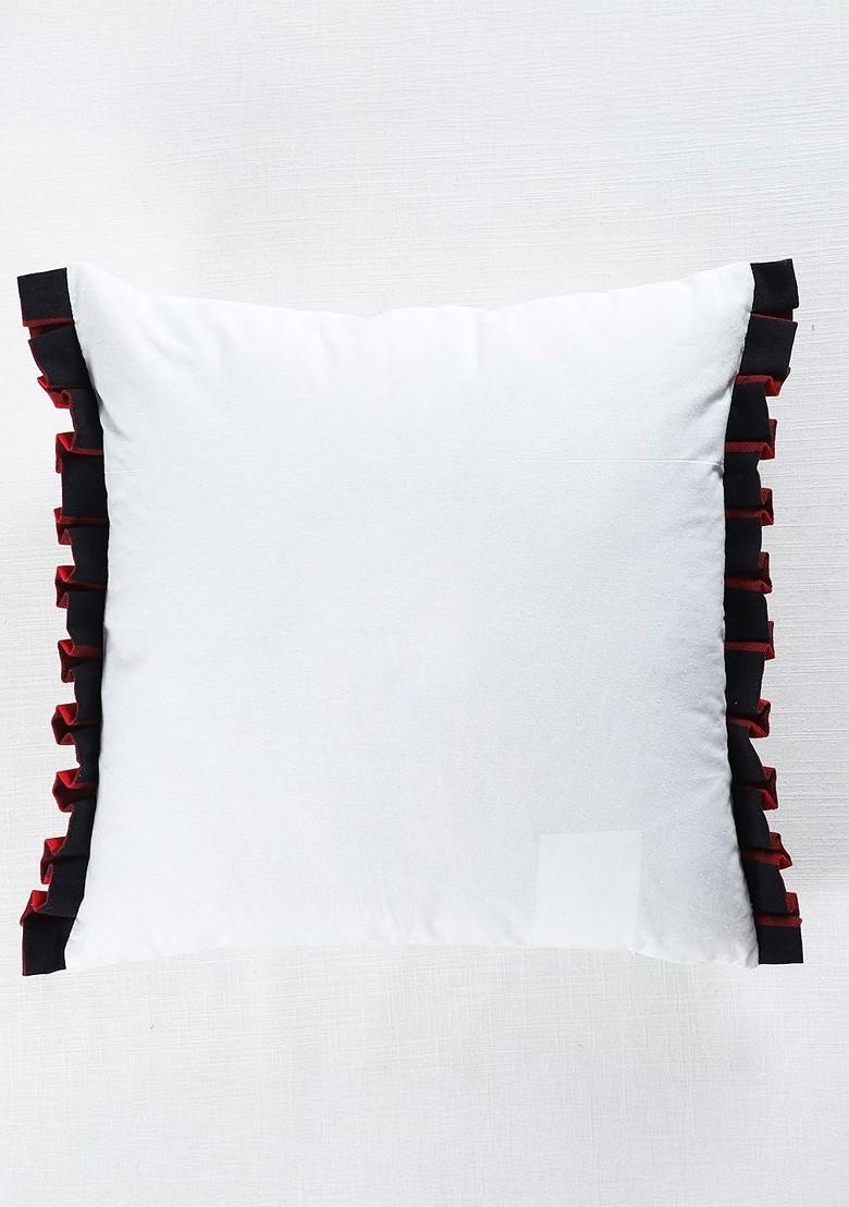 White And Red Embroidered Square Cushion Covers