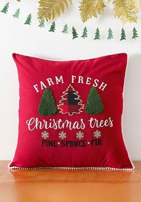 Red And Green Embroidered Square Cushion Covers