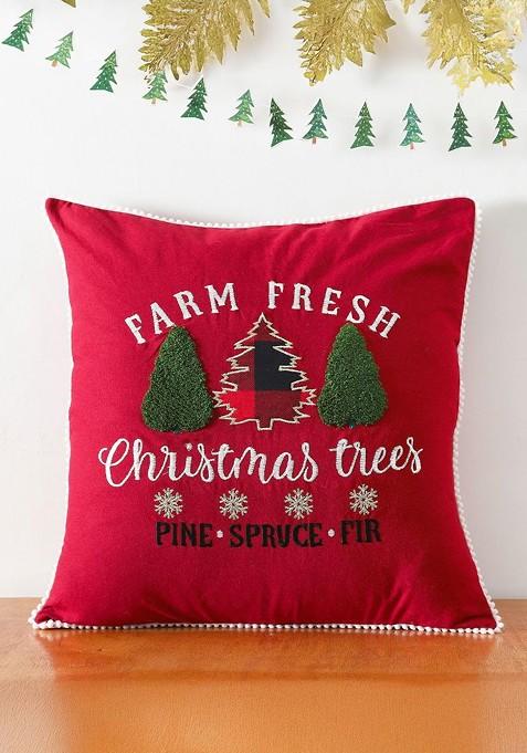 Red And Green Embroidered Square Cushion Covers