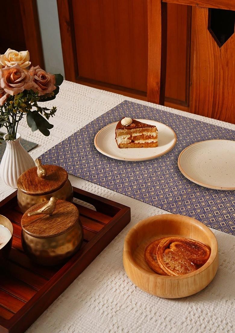 Purple 6 Pieces Floral Printed Rectangle Shaped Cotton Table Placemats