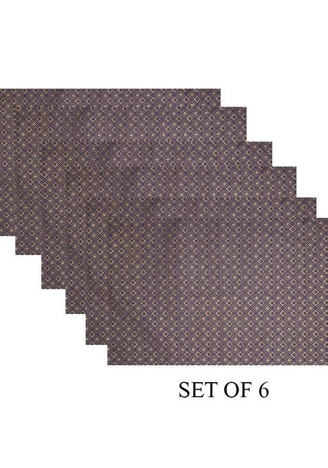Purple 6 Pieces Floral Printed Rectangle Shaped Cotton Table Placemats