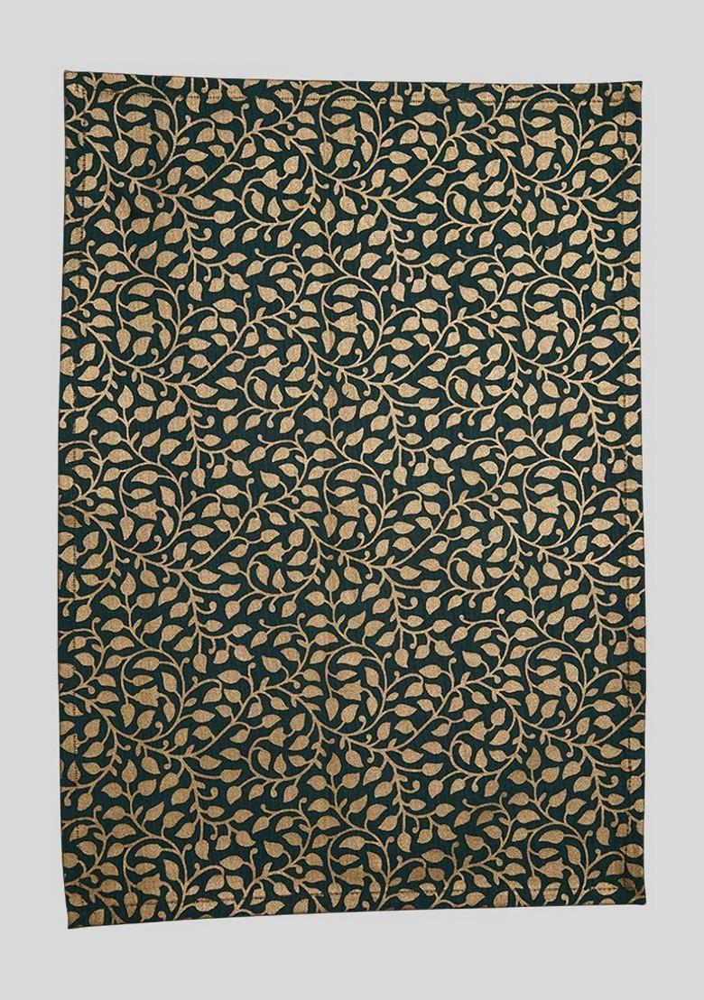 Green 6 Pieces Floral Printed Rectangle Shaped Cotton Table Placemats