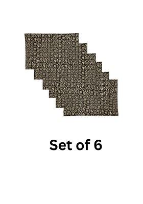 Grey 6 Pieces Floral Printed Rectangle Shaped Cotton Table Placemats