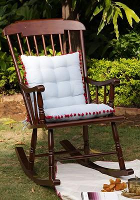 Light Blue And White 2 Pieces Striped Cotton Square Chair Pads