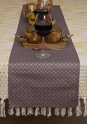 Purple And GoldToned Geometric Printed Rectangular Table Runners