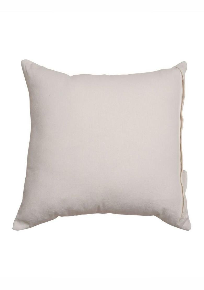 Purple And White 2 Pieces Floral Embroidered Cotton Square Cushion Covers