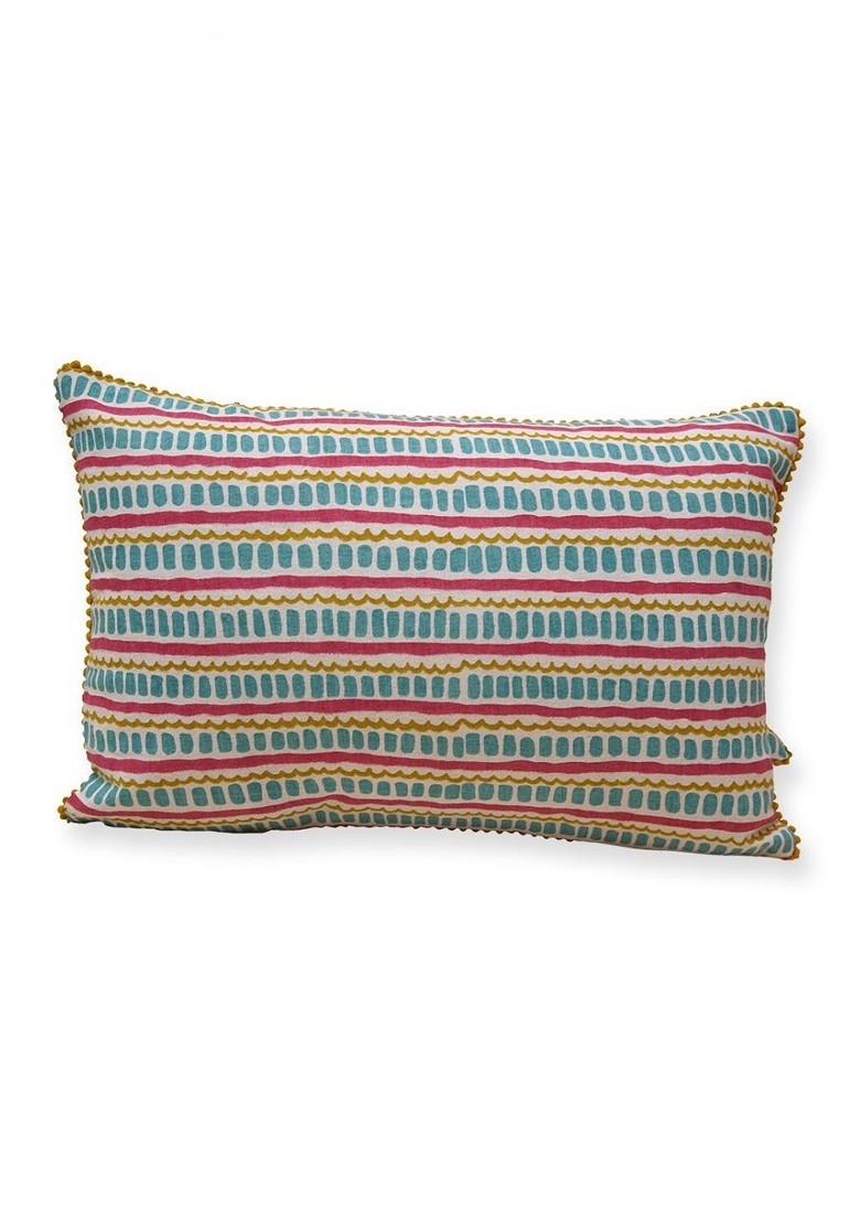 Sea Green And Pink Geometric Rectangle Cotton Cushion Covers