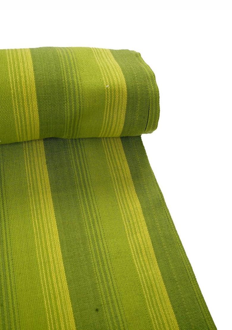 Green Striped Pure Cotton Rectangular Table Runner