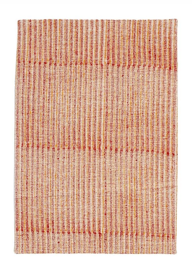 Rust And White 4 Pieces Striped Pure Cotton Rectangular Table Placemats