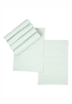 Sea Green 4 Pieces Geometric Printed Pure Cotton Rectangular Table Placemats