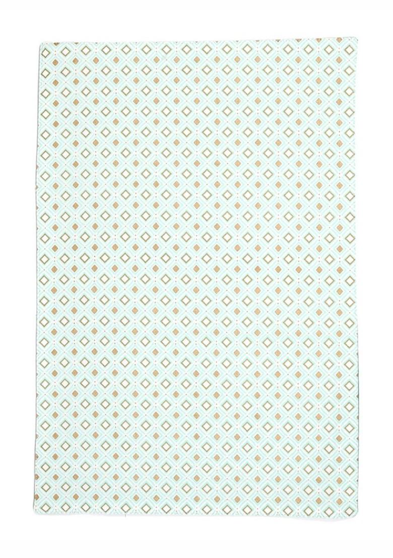 Sea Green 4 Pieces Geometric Printed Pure Cotton Rectangular Table Placemats