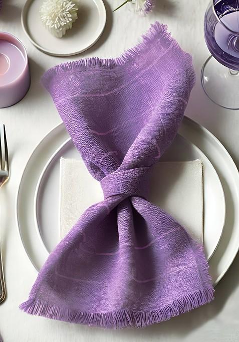 12 Piece Purple And White Printed Cotton Table Napkins