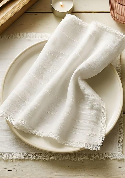 White 12 Pieces Cotton Reusable And Disposable Table Napkins