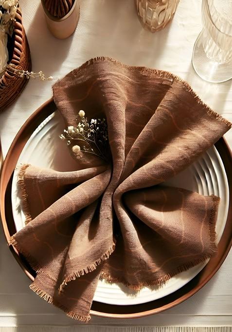 Brown 12 Pieces Cotton Table Napkins