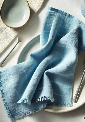 Blue 12 Pieces Striped Cotton Reusable And Disposable Table Napkins