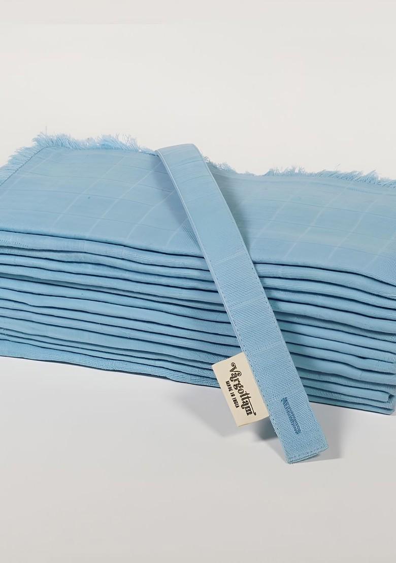 Blue 12 Pieces Striped Cotton Reusable And Disposable Table Napkins