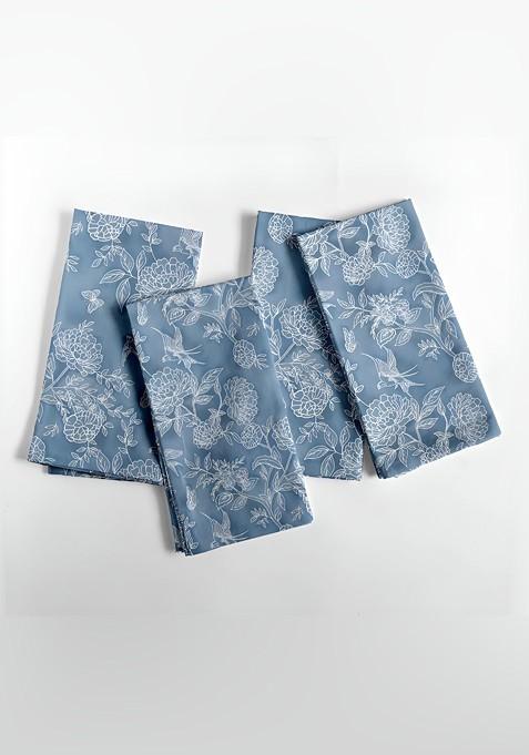 12Pcs Blue And White Printed Cotton Table Napkins