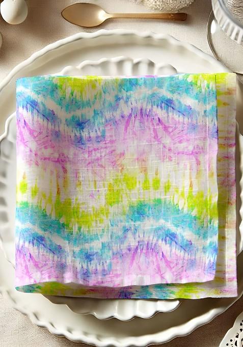 12Pcs White And Pink Printed Cotton Table Napkins