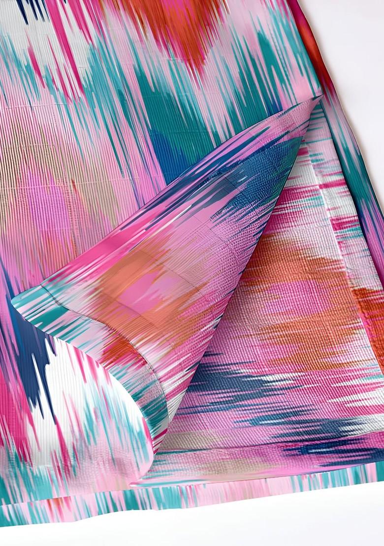 12Pcs Pink And Blue Printed Cotton Table Napkins