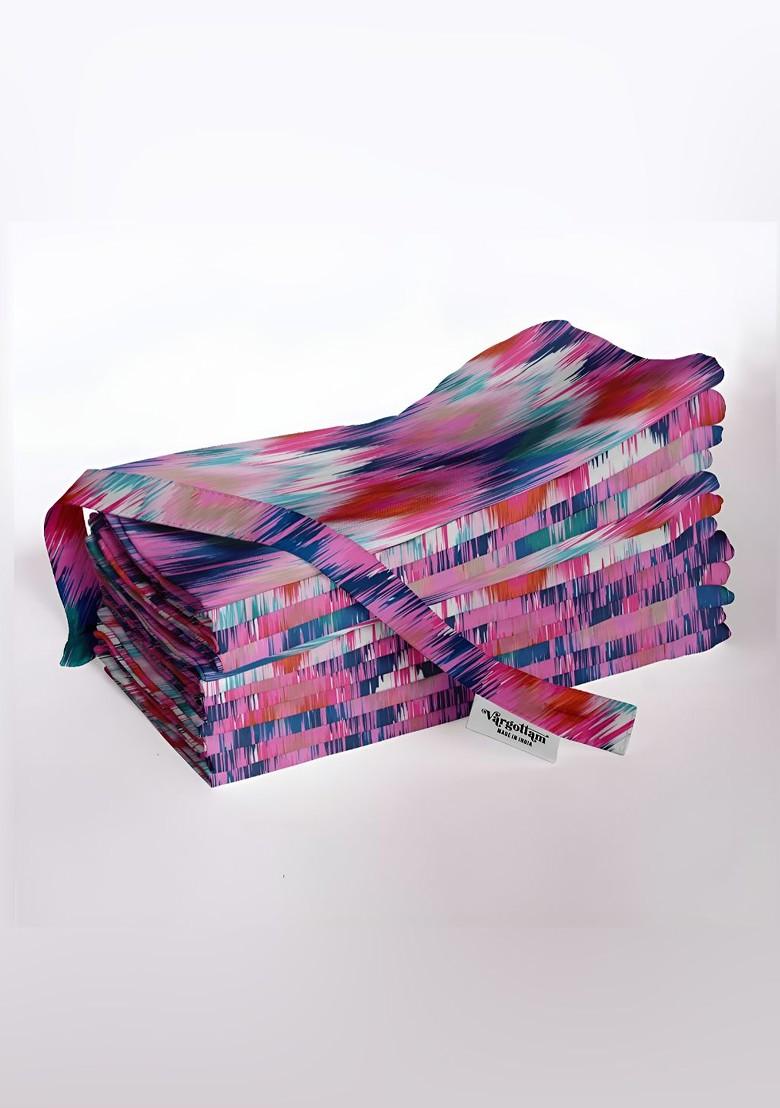 12Pcs Pink And Blue Printed Cotton Table Napkins