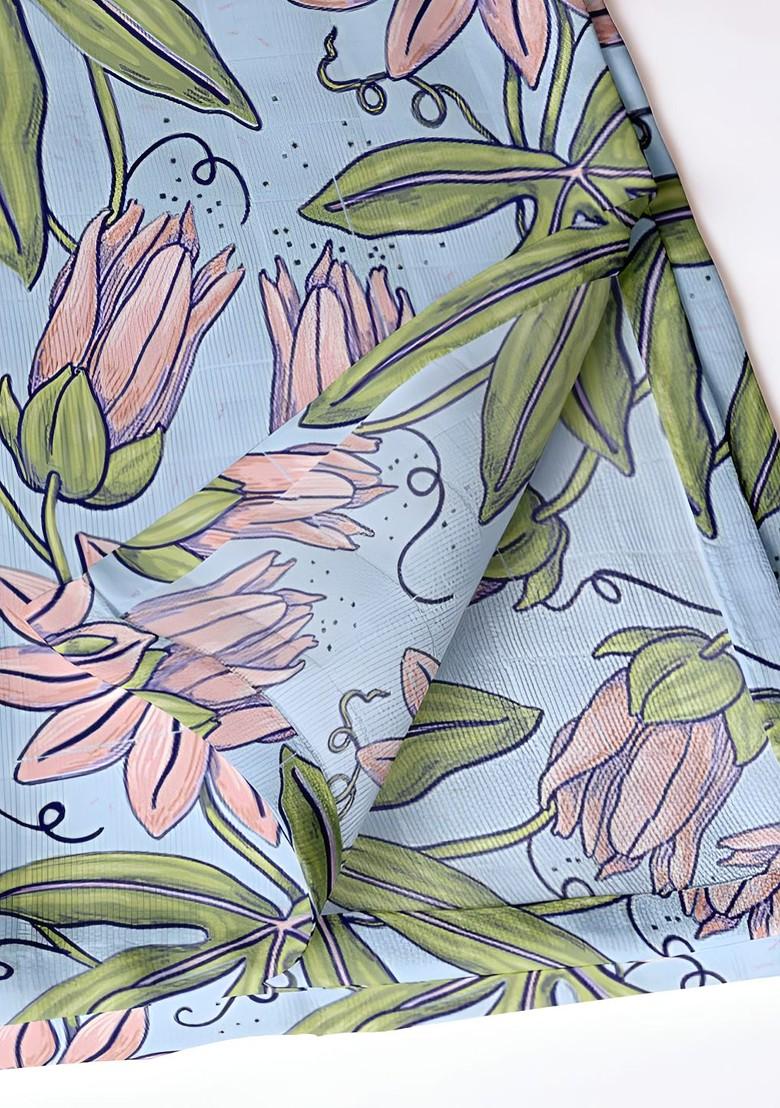 12Pcs Blue And Green Printed Cotton Table Napkins