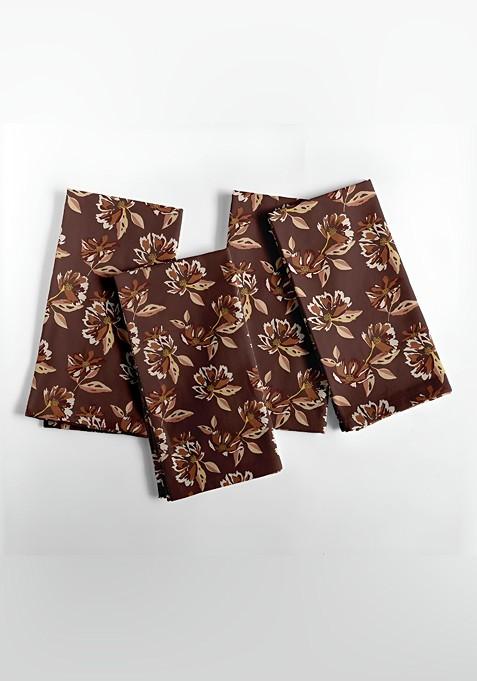 Brown And Beige 12 Pieces Printed Cotton Reusable And Disposable Table Napkins