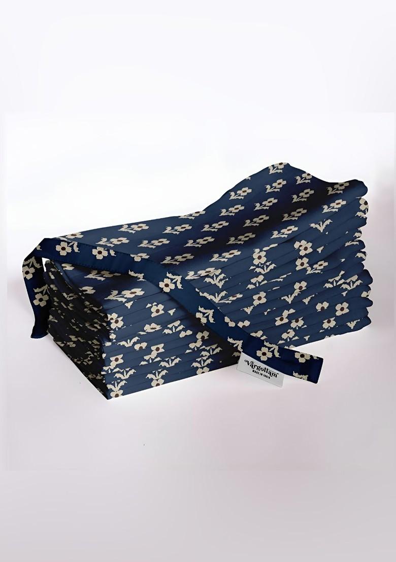 12 Piece Blue And Beige Printed Cotton Table Napkins