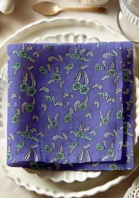 Purple And Green 12 Pieces Printed Cotton Reusable And Disposable Table Napkins
