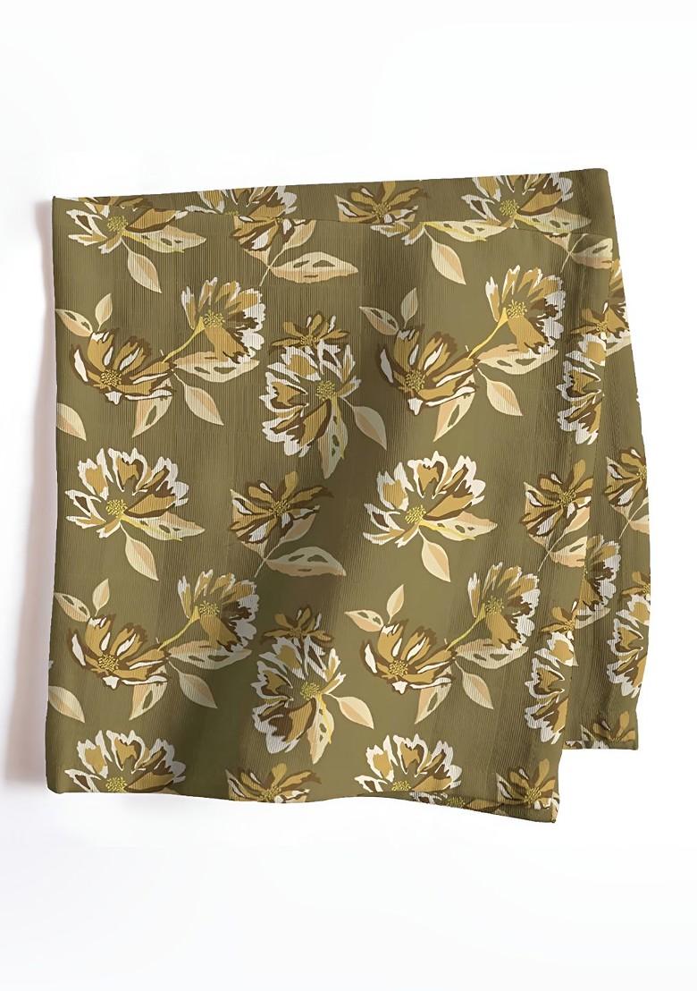 12 Piece Green And White Printed Cotton Table Napkins