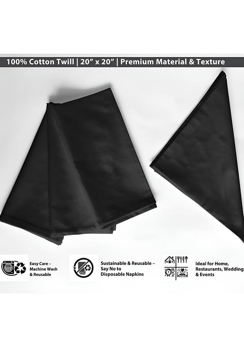 Black 12 Pieces Cotton Reusable And Disposable Table Napkins