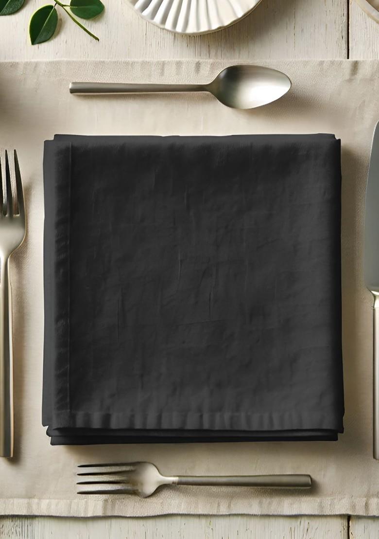 Black 12 Pieces Cotton Reusable And Disposable Table Napkins