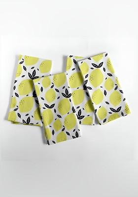 Yellow And Black 12 Pieces Printed Cotton Reusable And Disposable Table Napkins