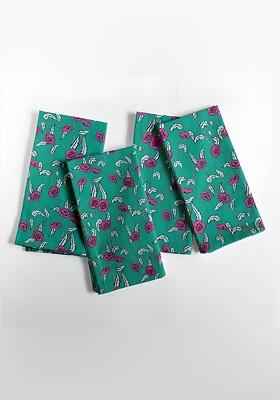 Green And Pink 12 Pieces Printed Cotton Reusable And Disposable Table Napkins