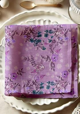 Lavender And Green 12 Pieces Printed Cotton Reusable And Disposable Table Napkins