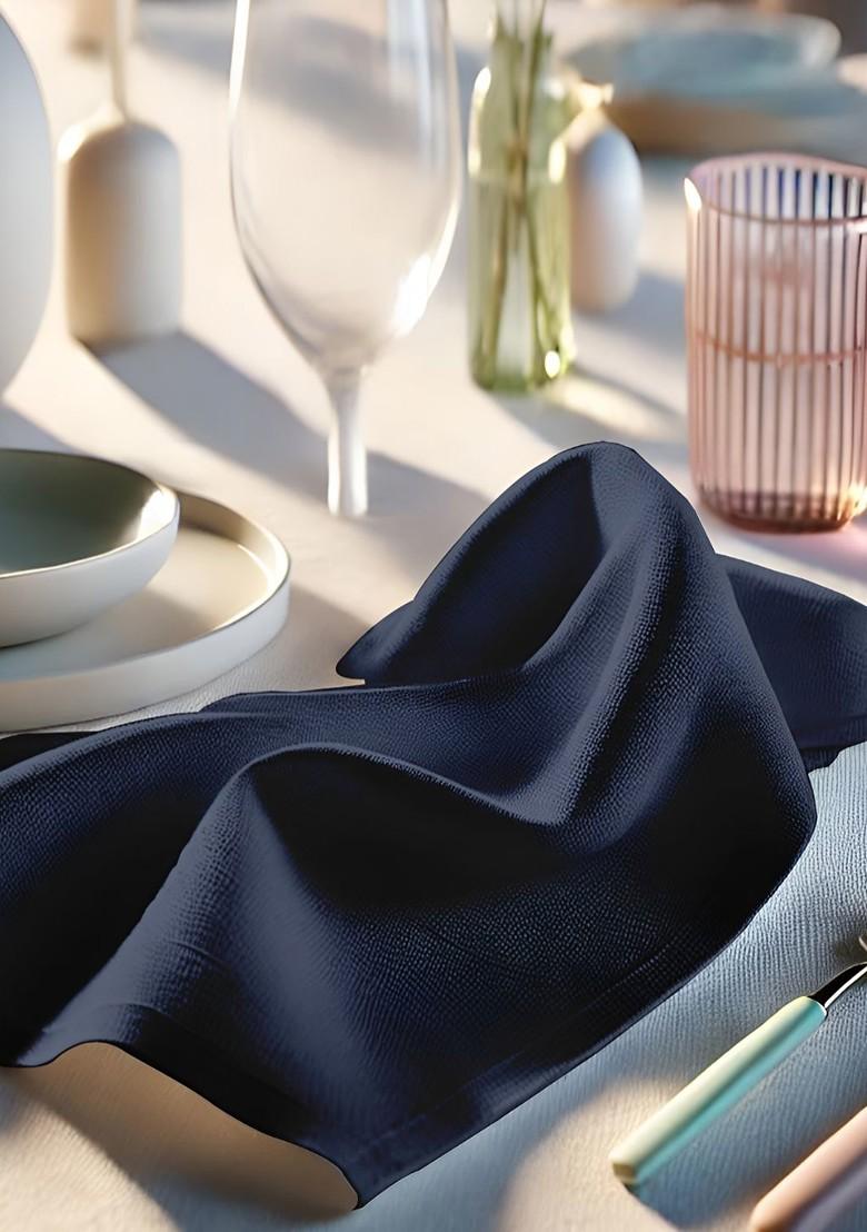 Blue 12 Pieces Cotton Reusable And Disposable Table Napkins