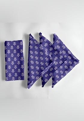Blue And White 12 Pieces Printed Cotton Table Napkin Set