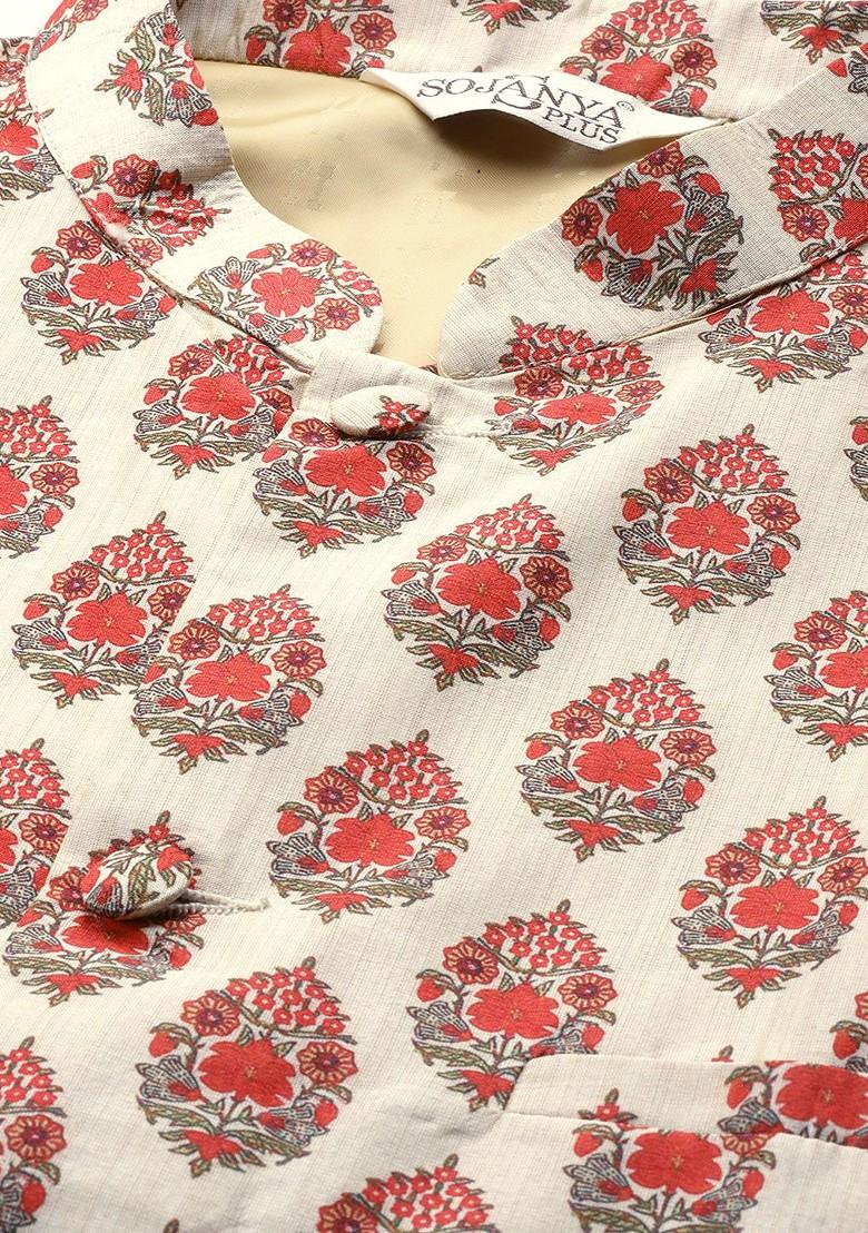 Cream Ethnic Motifs Silk Nehru Jackets For Men