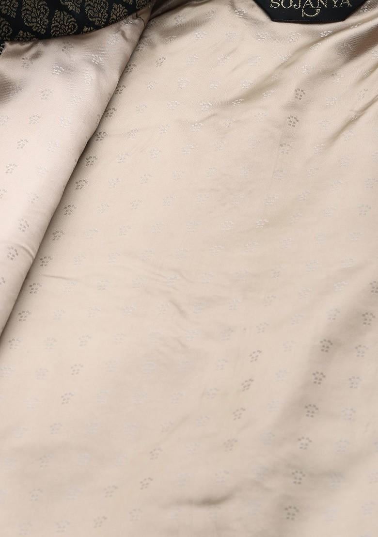 Green Woven Silk Nehru Jackets For Men