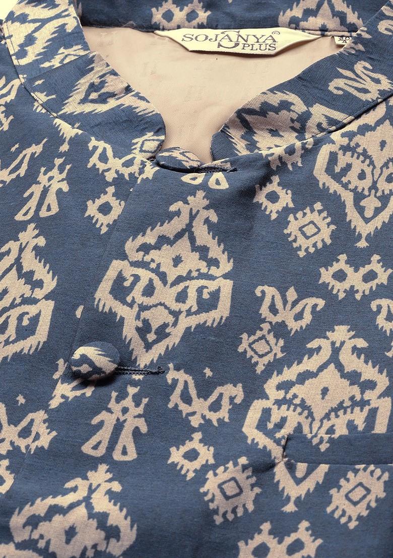 Navy Blue Ethnic Motifs Silk Nehru Jackets For Men