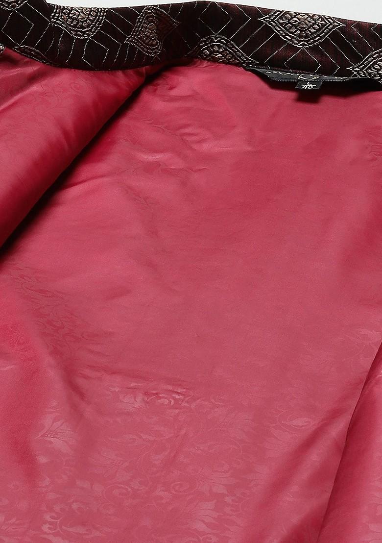 Maroon Woven Jacquard Nehru Jackets For Men