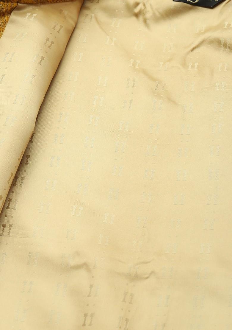 Mustard Woven Poly Blend Nehru Jackets For Men