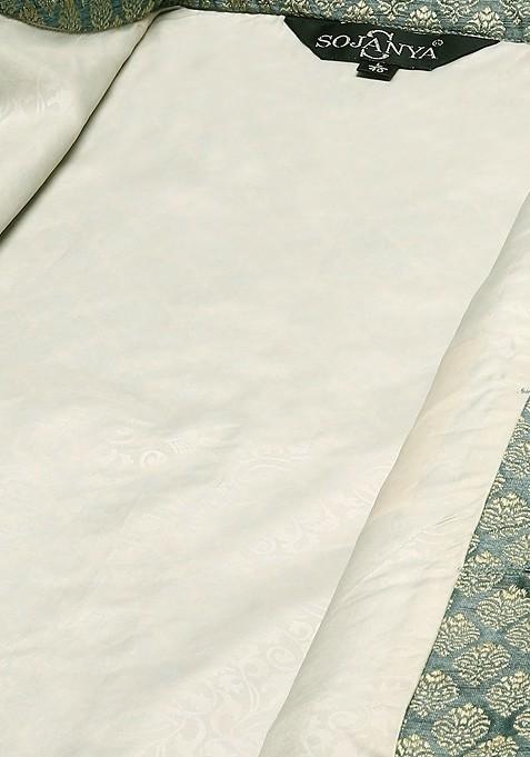 Green Woven Jacquard Nehru Jackets For Men