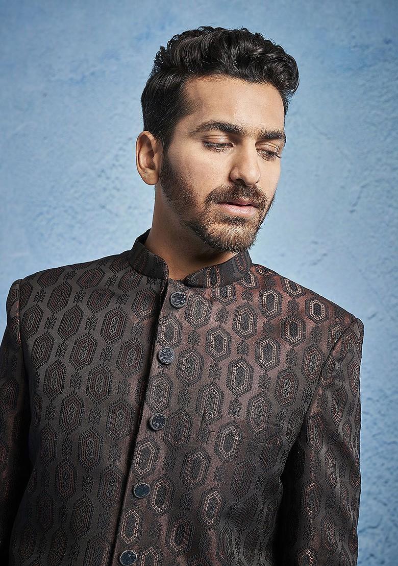 Rust Solid Poly Blend Blazers For Men